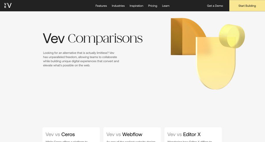 Vev
			alternative comparison page competition vs comparision alternatives marketing website design ui page example