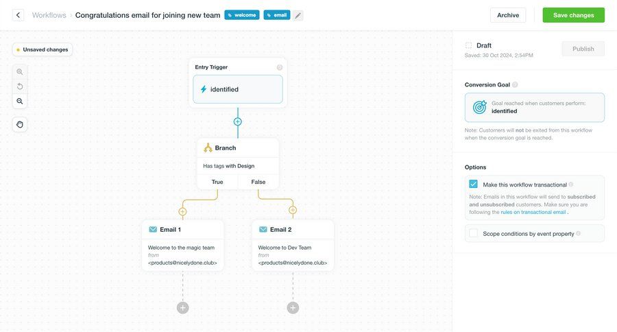 Vero
			 grid workflow automation editor workflow management workflow builder workflow creation marketing automation drag and drop workflow configuration save changes workflow editor radio group sidebar create collaborators group members modern ui page example