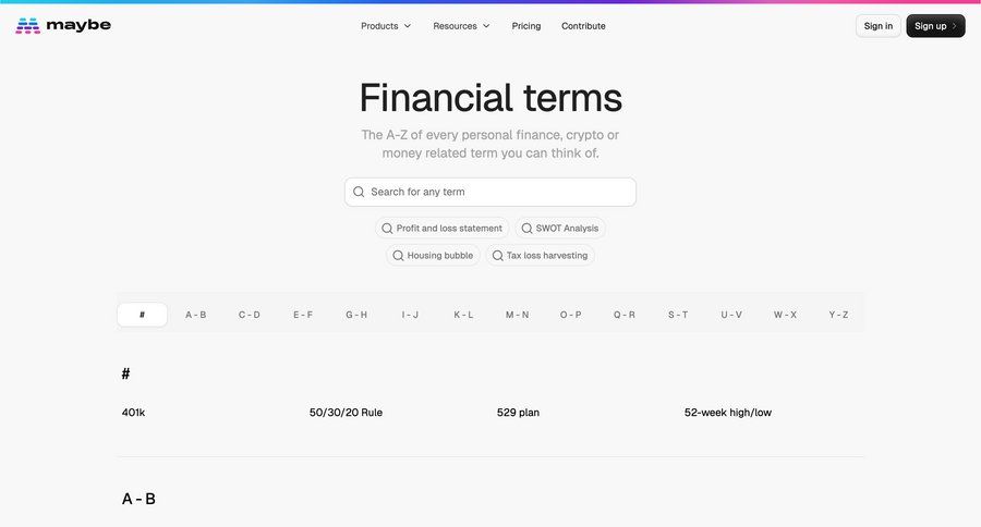 Maybe Finance
				list ui page example