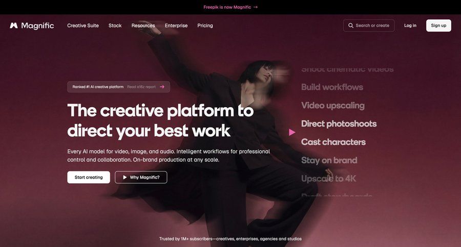 Magnific
				landing page ui page example