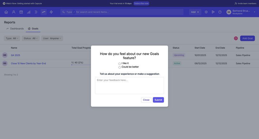 Capsule
			 form feedback collection table ui page example