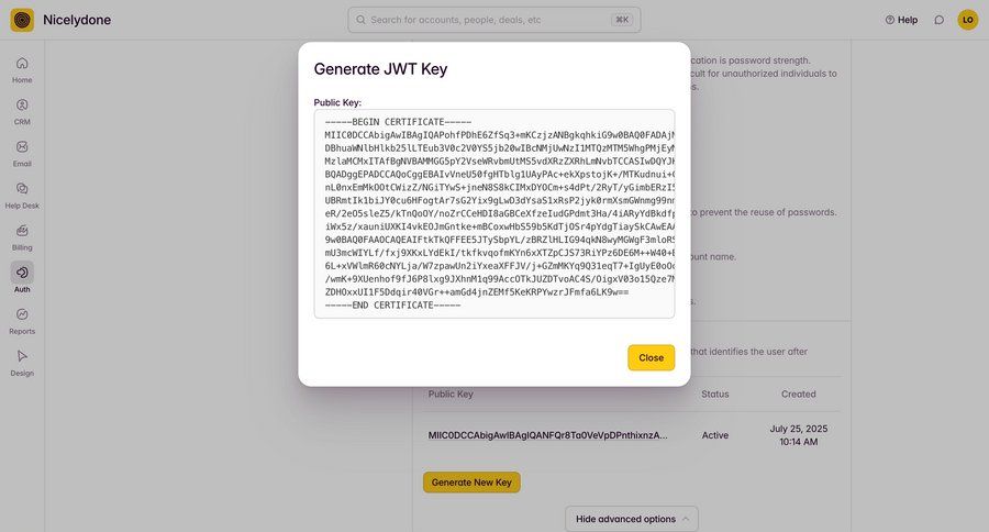 Outseta
			modal & popover api security settings modal screen settings sidebar navigation authentication security table ui page example