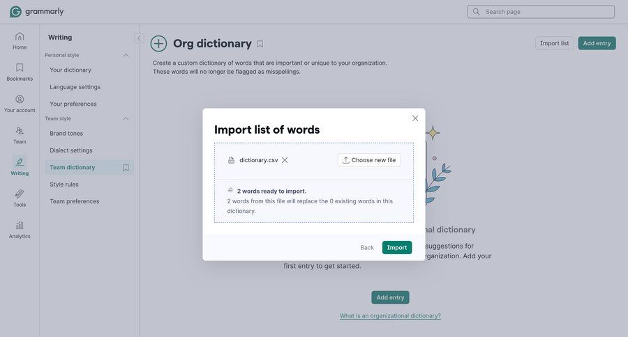 Grammarly
			 bulk upload ui page example