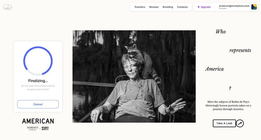 WeTransfer
				landing page page example