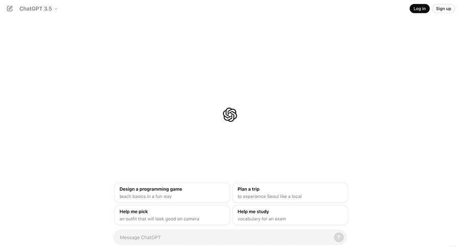 ChatGPT
			 artificial intelligence onboarding conversational ui log in chat homepage home page chat interface conversational ui page example