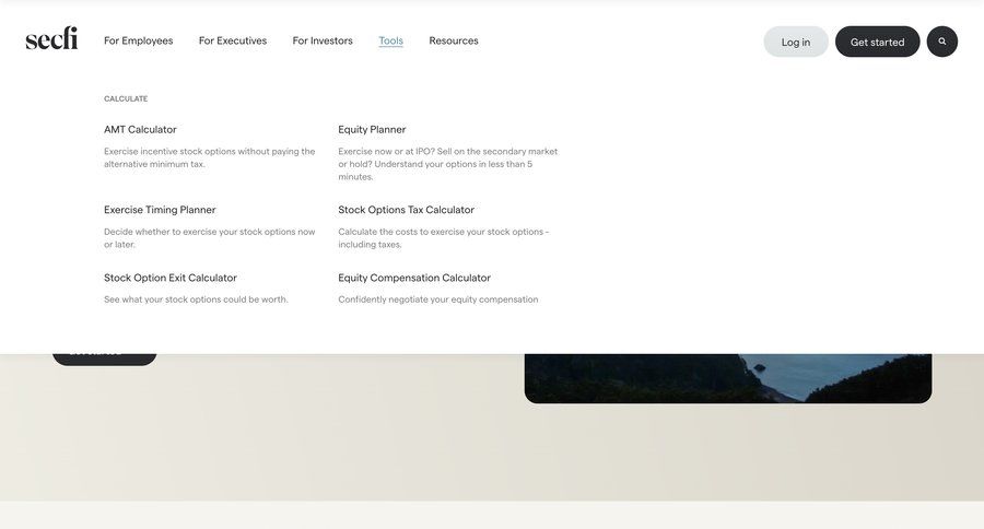 Secfi
			 homepage home page alternatives ui page example