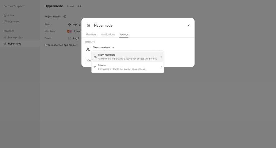 Workflow
			 collaboration settings project management access control team management ui page example