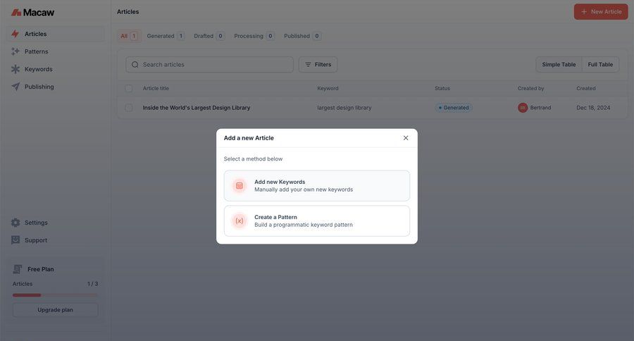 Macaw
			 content management sidebar navigation upgrade modal dropdown filters sidebar table ui page example