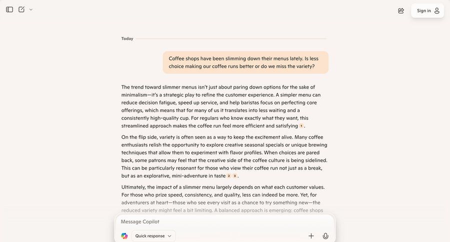 Copilot
			 document creation menu ui page example