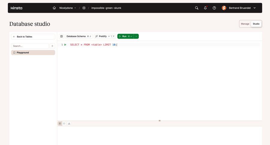Kinsta
			 editor menu download database management ui page example