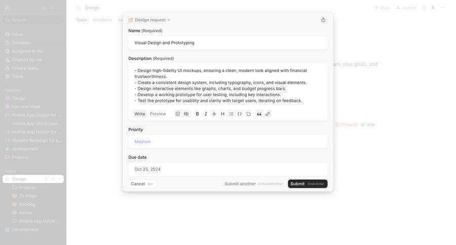 Height
			form design editor task management modal screen project management form design typography create date picker ui page example