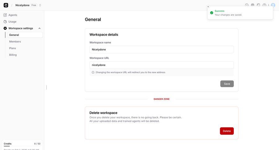 Chatbase
				settings ui page example
