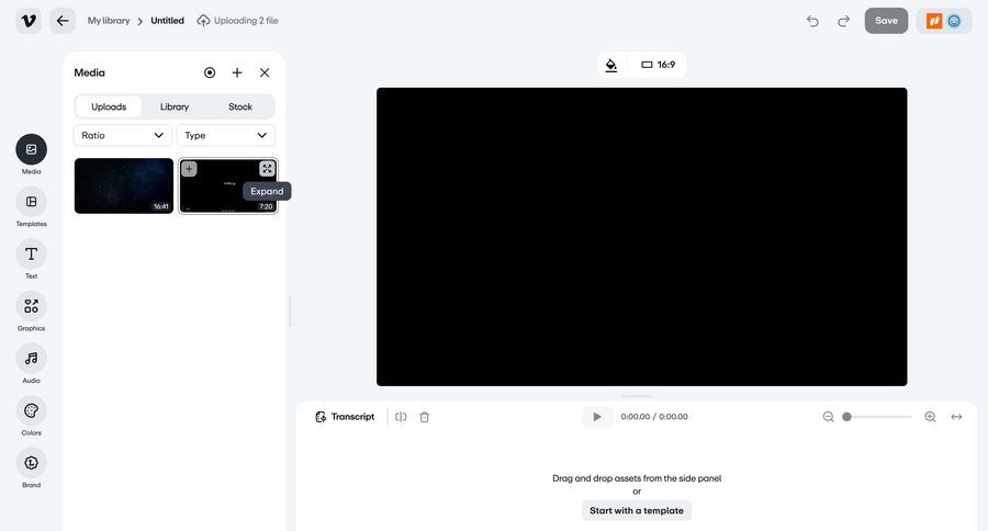 Vimeo
			 grid editor templates full-screen layout drag and drop video editor upload media progress bar ui page example