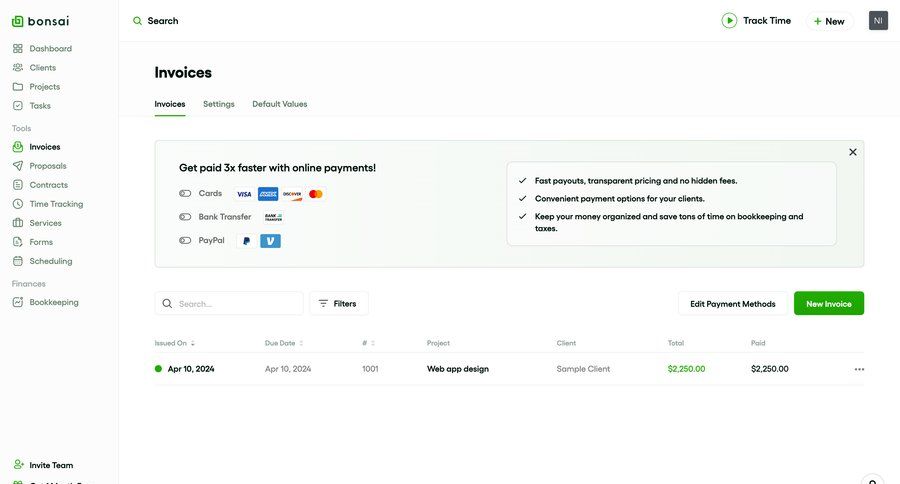 Bonsai
			settings list detail page navigation popover sidebar navigation finance table headers payment method sidebar create payment options table date filter search bar payment processing ui page example