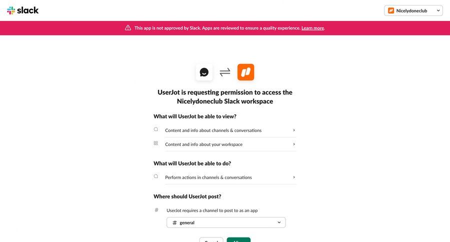 UserJot
			form integrations warning state form alert communication permissions ui page example