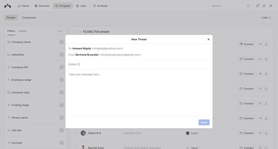 The org
			messaging form modal & popover email communication ui page example