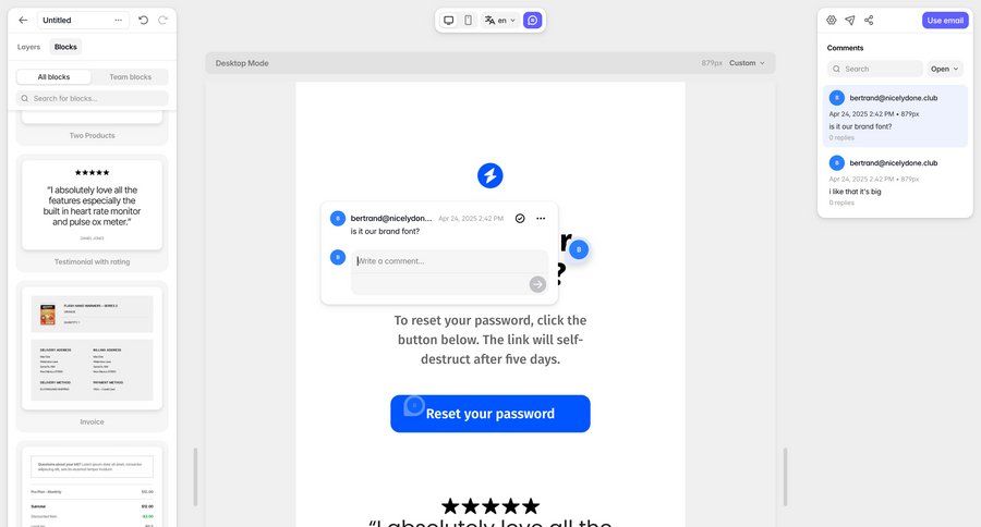Tabular
			share content editor comments & reactions collaboration design drag and drop email sidebar ui page example