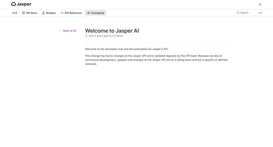 Jasper
				artificial intelligence ui page example