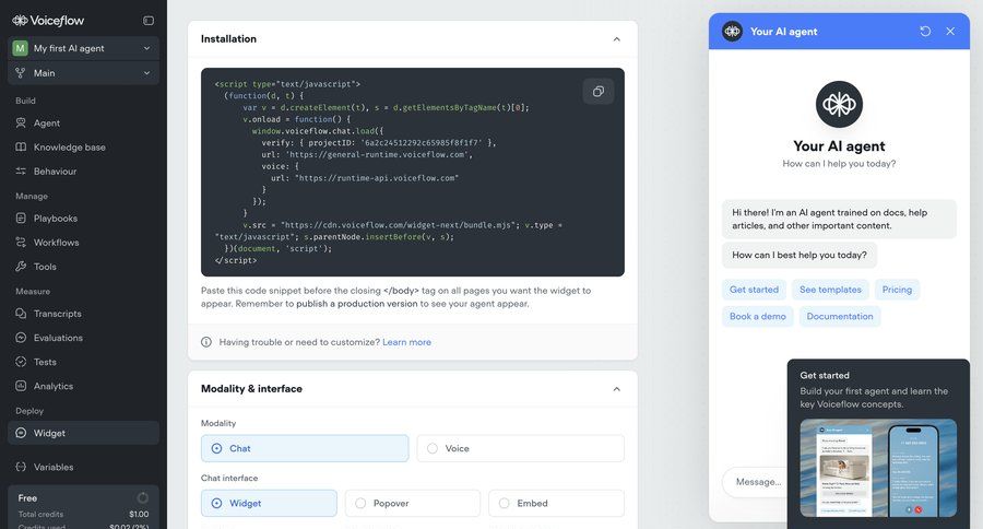 Voiceflow
			 code snippet ui page example