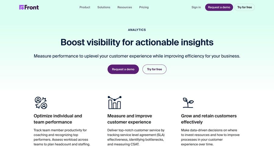 Front
			 call to action insight product update features competition customer stories ui page example