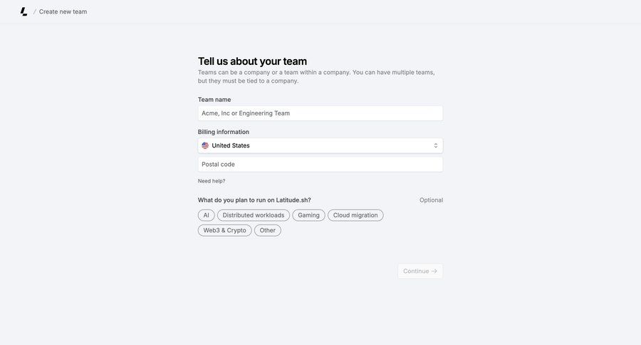 Latitude.sh
			create saas onboarding ui page example