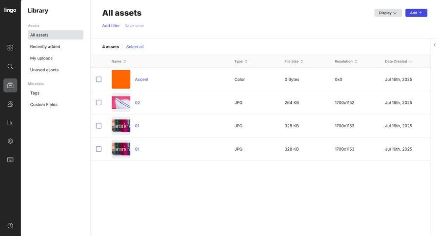 Lingo
			list collection filters table sidebar navigation data display table ui page example