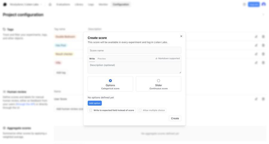 Braintrust
			 configuration artificial intelligence form tag management machine learning create markdown editor ui page example