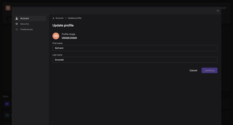 Dash0
			 settings onboarding form account setup user settings profile settings user account ui page example