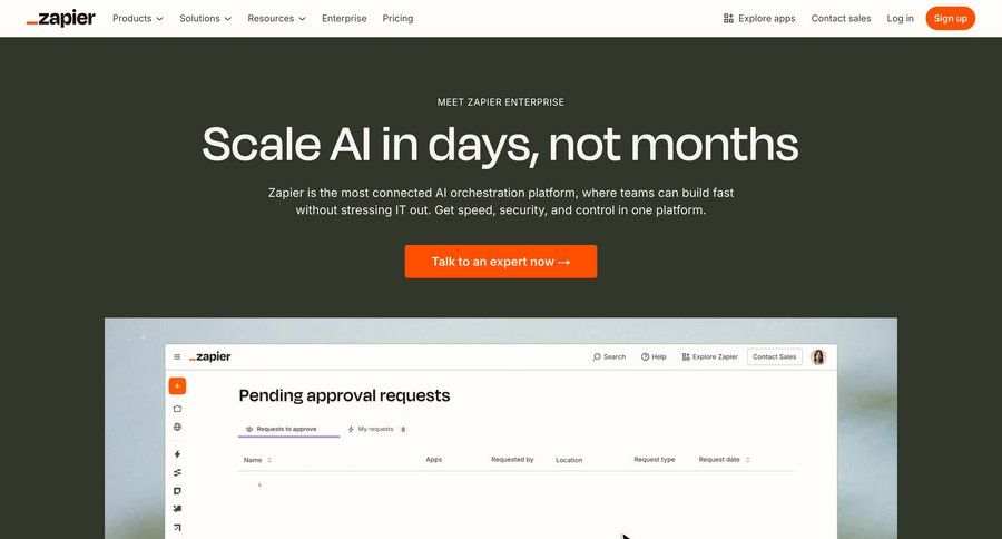 Zapier
				product page ui page example