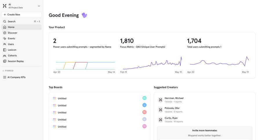 Mixpanel
				home ui page example