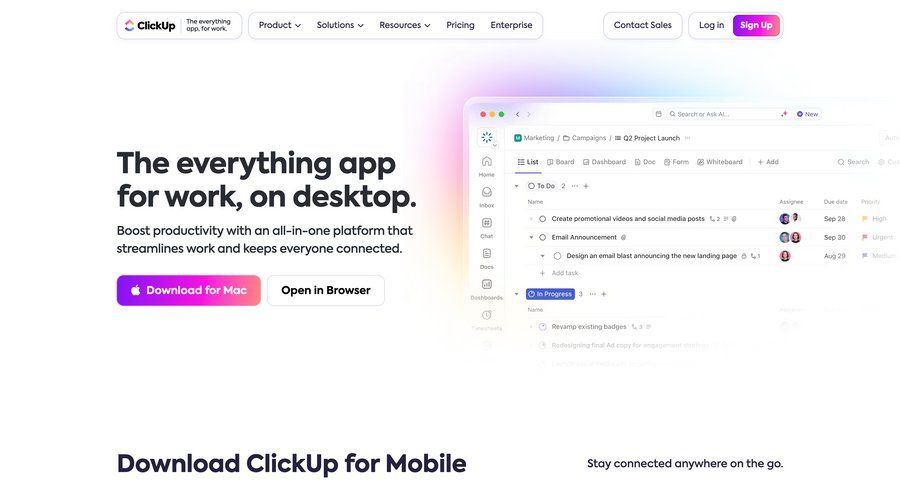ClickUp
			application download chrome extension desktop download mobile ui page example
