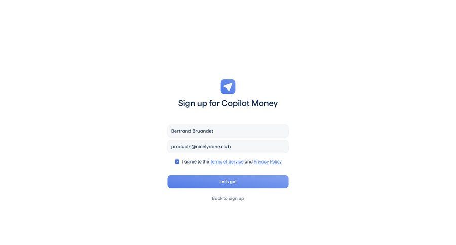 Copilot
			 account creation ui page example