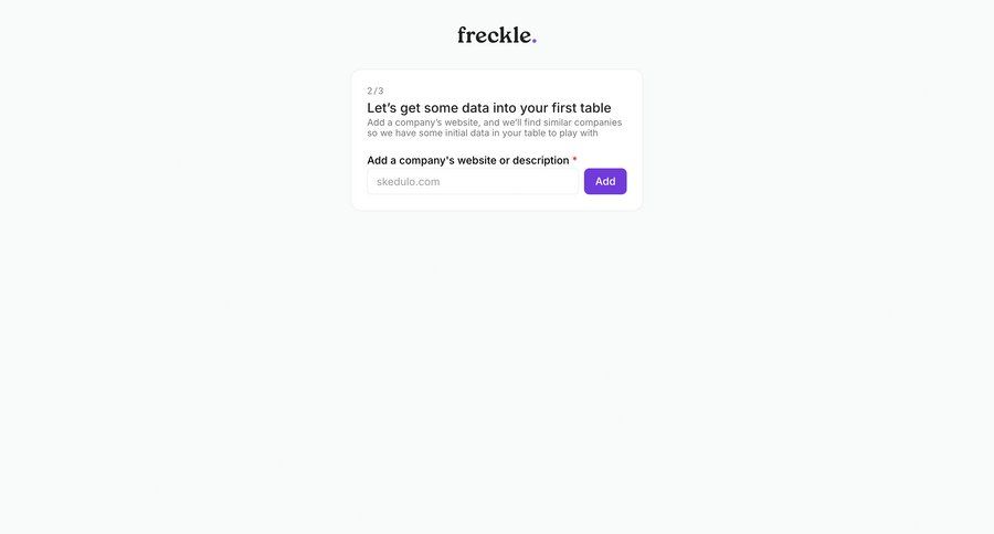 Freckle
			 data management onboarding form data analysis data entry ui page example