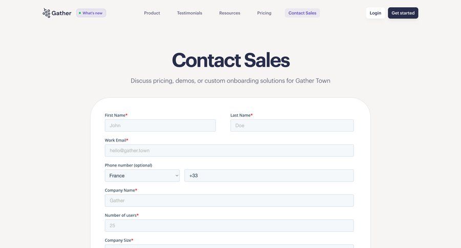 Gather
				form ui page example