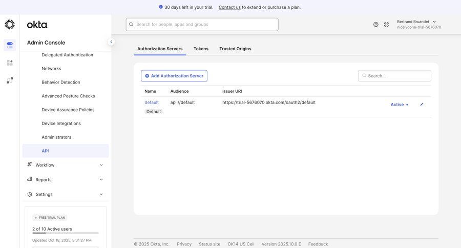 Okta
			 trial banner api management identity provider ui page example