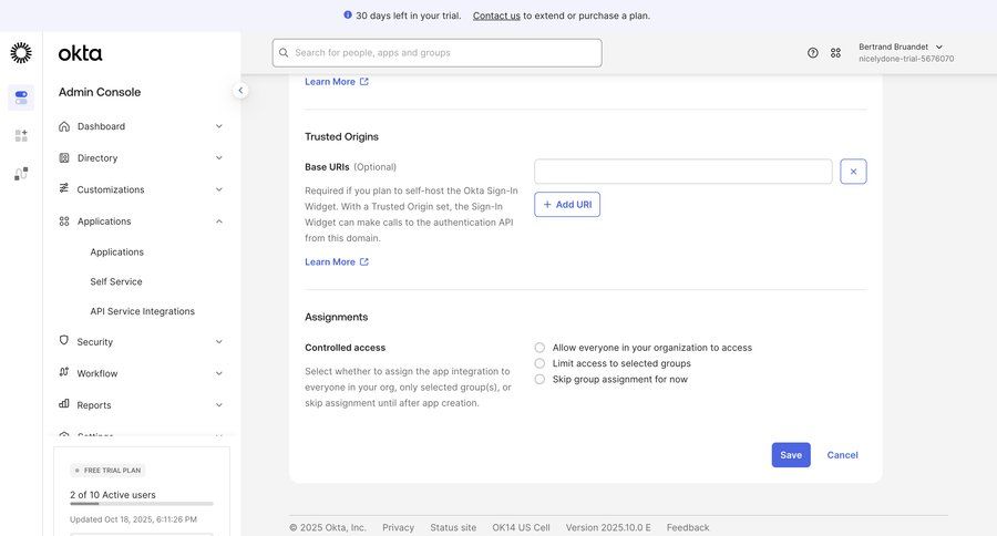 Okta
				settings ui page example