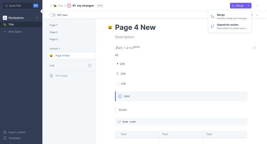 Gitbook
			 content management collaboration sidebar navigation editor document editing document management full-screen layout content hierarchy merge wysiwyg sidebar lists table version control ui page example