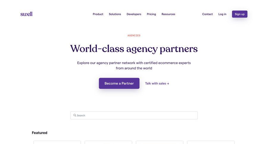 Swell
			 circular progress free tier comparison page global search comparision b2b website ui page example