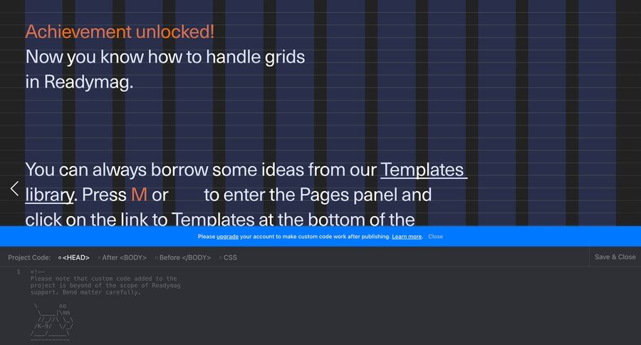 Readymag
			 onboarding templates code editing ui page example