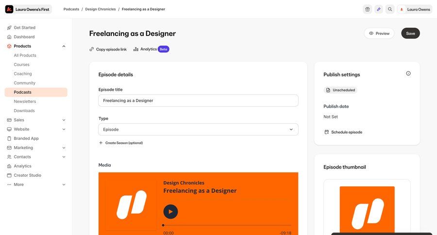 Kajabi
			 content management sidebar navigation form three-column grid sidebar upload file upload media avatar upload ui page example