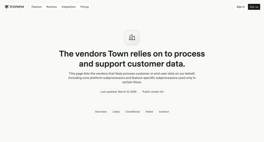 Town
			 data privacy gdpr compliance ui page example