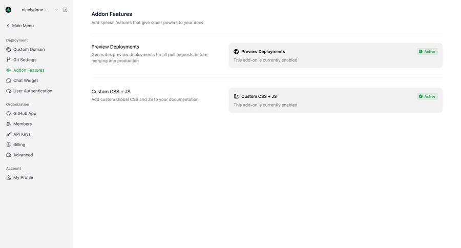 Mintlify
			 configuration settings sidebar navigation features management sidebar features ui page example