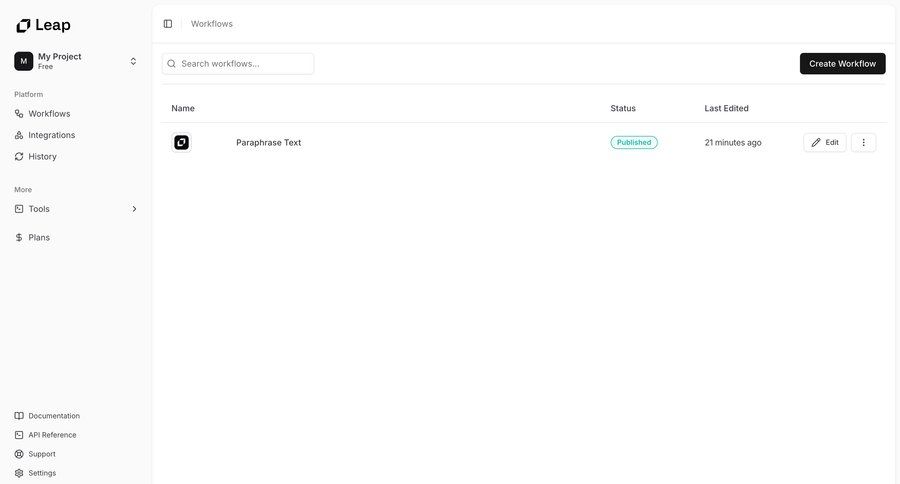 Leap
			 lists ui page example