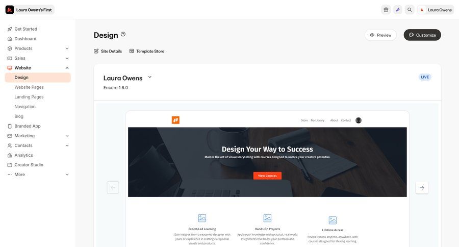 Kajabi
			tools design editor content management settings e-commerce sidebar navigation design customize sidebar marketing website design modern ui page example
