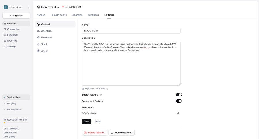 Reflag
			 configuration settings form delete data export markdown editor ui page example