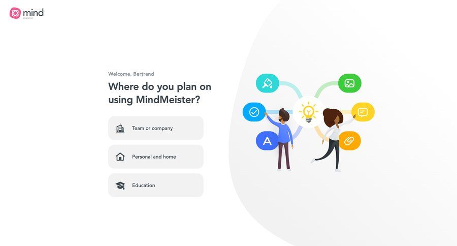 MindMeister
			 collaboration onboarding account setup maps mind mapping ui page example