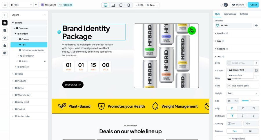 Instant
			 e-commerce content blocks features modern ui page example