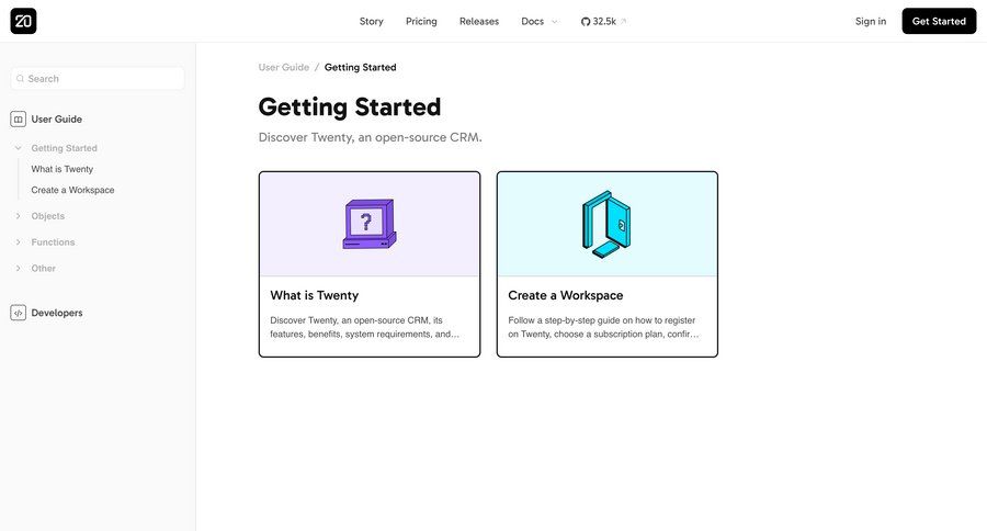 Twenty
				onboarding ui page example