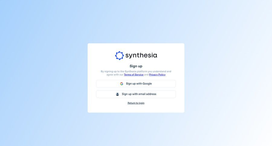 Synthesia
				signup page example