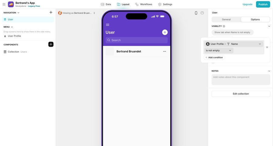 Glide
			 data management configuration settings user management form conditional logic menu ui page example